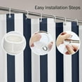 thumbnail image 3 of Shower Curtain Abstract Classic Navy Blue and White Stripe Graphic Modern Waterproof Polyester Fabric 72 x 72 inches Set with Hooks, 3 of 5