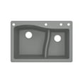 thumbnail image 1 of Transolid Aversa SilQ Granite 33-in. Drop-in Kitchen Sink with 4 BADE Faucet Holes in Grey, 1 of 7