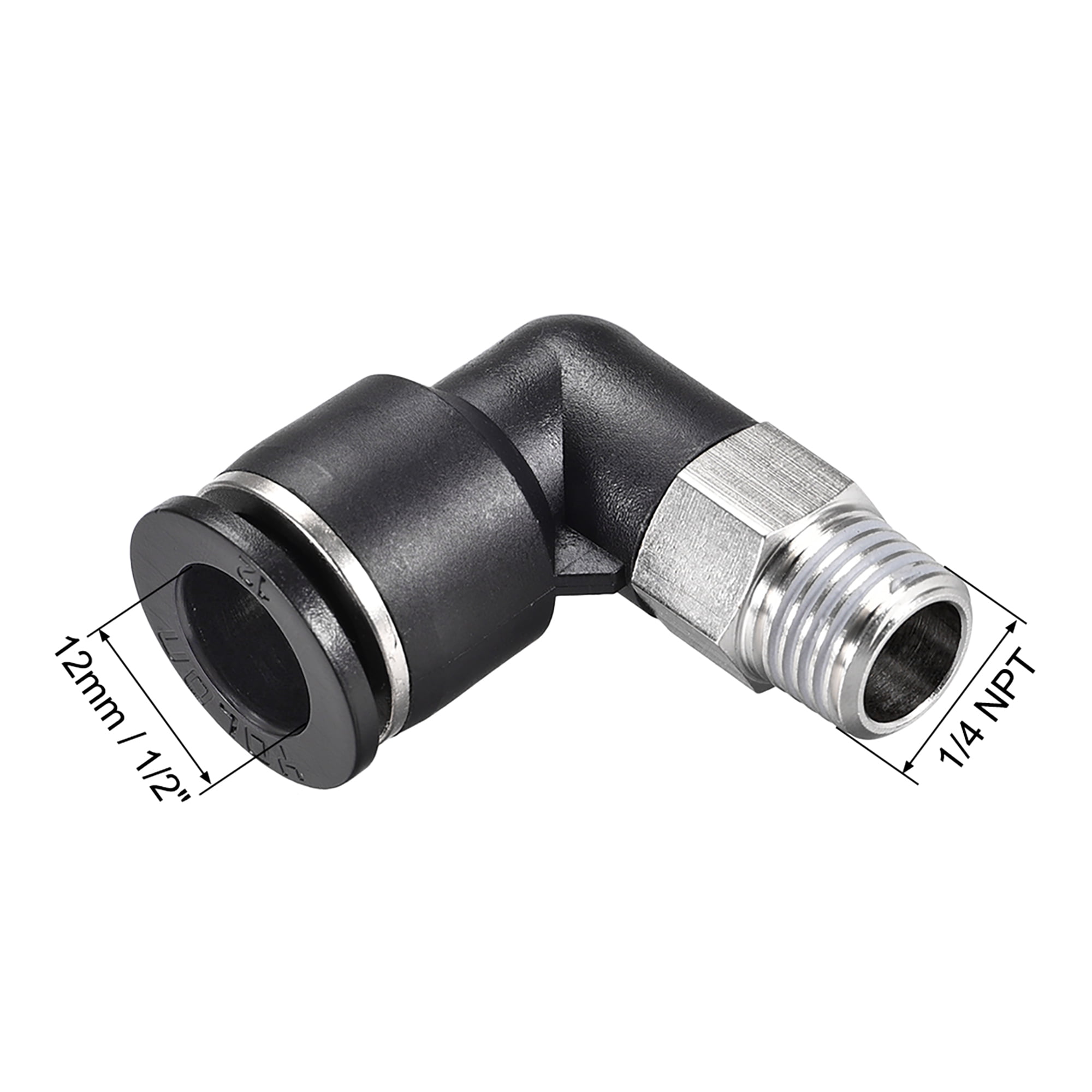 Push to Connect Tube Fitting,Male Elbow,12mm Tube OD x 1/4