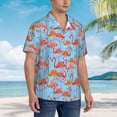 thumbnail image 2 of Lsque Flamingo pattern Hawaiian Shirt for Men, Unisex Summer Beach Casual Short Sleeve Button Down Shirts-Large, 2 of 9