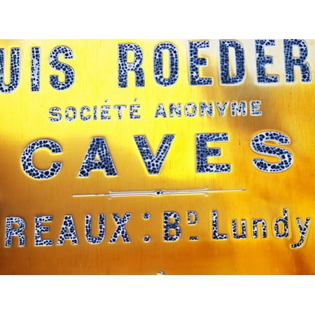 Polished Brass Sign at Winery of Louis Roederer, Reims, Champagne, Marne, Ardennes, France Print Wall Art By Per