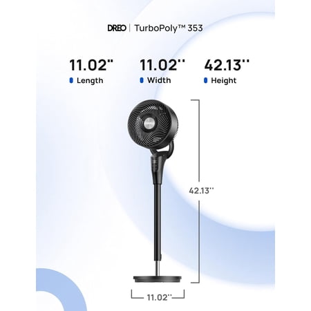 Upgraded Standing Fan for Bedroom, 90ft Airflow, 20dB Quiet Motor, 8+H Speeds, 3 Modes, Adjustable Height 38-42'', 8H Timer, 105 ° Vertical Oscillation
