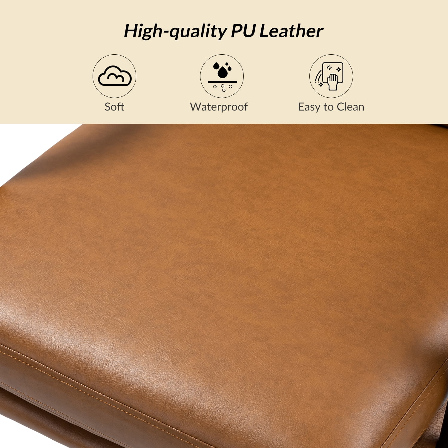 Ergonomic Office Chair Faux Leather Desk Chair Executive Swivel with High Back and Padded Cushion Camel