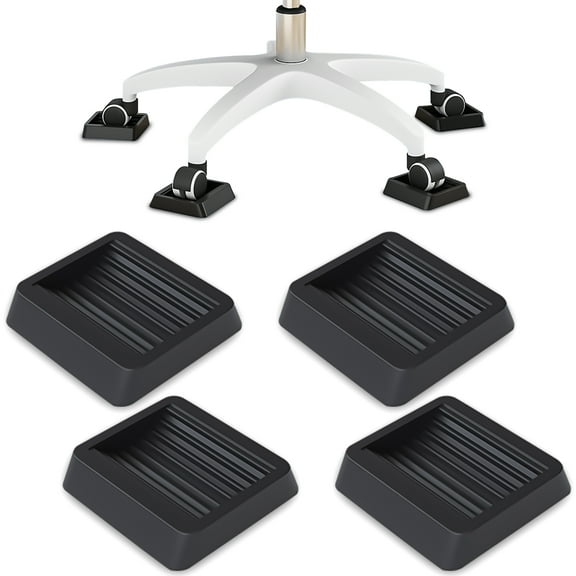 4 Pieces Black Grill Leveling Shims, Non Slip Rubber Caster Cups Pads, Anti-Scratch Square Wheel Stopper for Furniture Floor Couch Chair Griddle Outdoor Grass