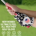 thumbnail image 3 of FINGER TEN Golf Gloves Women Right Handed Golfer Left Hand with Ball Marker USA Flag Ladies Breathable Soft All Weather Grip Printed Pattern Size XS S M L XL, 3 of 7