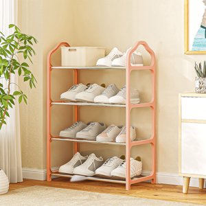 Wzzjkit Assemblage d'entrée économique Rack de chaussures multicouches Organisateur de chaussures multifonctions Étagères métalliques 4-layer Rangement Maison Sac à chaussures pour le placard
