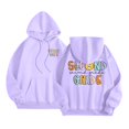 thumbnail image 2 of Women's Hoodies Sweatshirts Teacher Hoodies For Women First Day Back To School Sweatshirt with Pockets Long Sleeve Graphic Pullover Purple L, 2 of 6