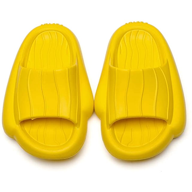 Pantuflas de verano para niñas, pantuflas antideslizantes para playa/piscina/ducha para niños pequeños, lindos toboganes para exteriores para niños pequeños, amarillo WD.WDQZL Hogar