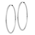 thumbnail image 2 of Real 14kt White Gold Polished Endless 2mm Hoop Earrings; for Adults and Teens; for Women and Men, 2 of 3