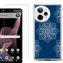 Phone Case for Cricket Icon Plus 2026, with Screen Protector, by OneToughShield - Mandala / Blue