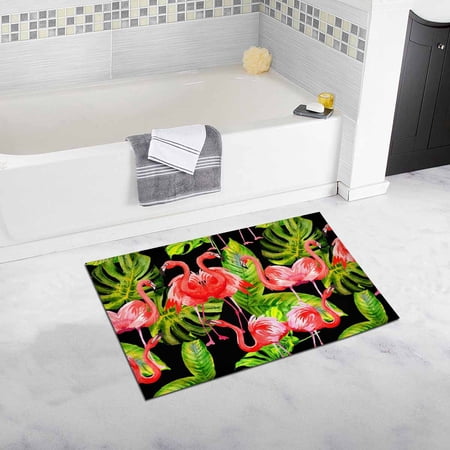 SUNENAT Watercolor Sky Bird Flamingo in Wildlife Home Decor Non Slip Bath Rug Absorbent Floor Mats for Tub Bathroom Bedroom Large Size 20 x 32 Inches
