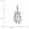 thumbnail image 2 of Beautiful Sterling Silver Rhodium-plated Pink Enameled Ballet Slippers Charm, 2 of 2