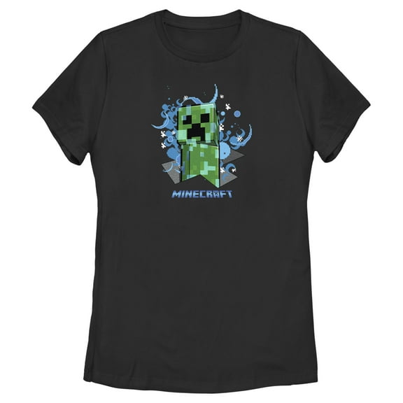 Women's Minecraft Charged Creeper Graphic Tee Black Medium