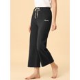 thumbnail image 2 of Pantalones de yoga Allegra K cómodos con cordón de pierna ancha para mujer pijama de salón Negro XS, 2 of 6