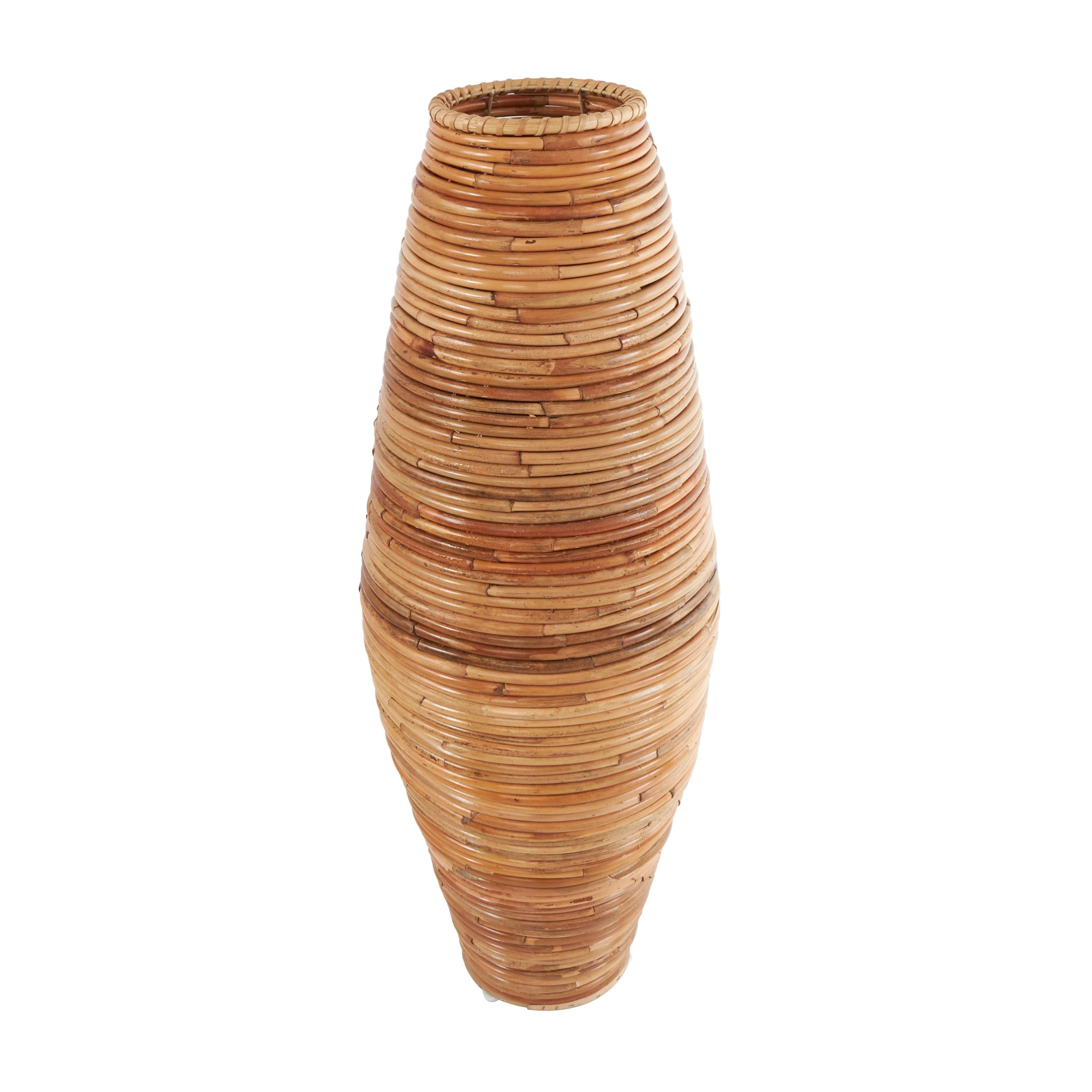 DecMode 37" Handmade Tall Wrapped Brown Rattan Vase