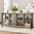 thumbnail image 3 of WALYWIK 8 Cube Storage Organizer Bookshelf, 3 Tier Metal Horizontal Bookcase, 62 Inch Console Bookshelfs, Industrial Storage Bookcase for Entryway, Long Low Book Shelf for Living Room-Grey, 3 of 6