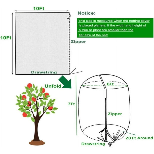 Filet De Protection Pour Arbres Fruitiers - Maille Fine 2,1x2,6m, Avec Cordon - Contre Oiseaux, écureuils, Insectes Filet Nylon Léger Avec Cordon