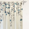 thumbnail image 3 of DriftAway Isabella Faux Silk Embroidered Window Curtain Embroidered Crafted Flower Lined with Thermal Fabric Single Panel 50 Inch by 63 Inch Ivory Blue, 3 of 4