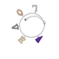thumbnail image 2 of Delight Jewelry Acrylic 3/4" Purple Megaphone Multi-Colored Crystal Love Charm Bracelet, 2 of 5