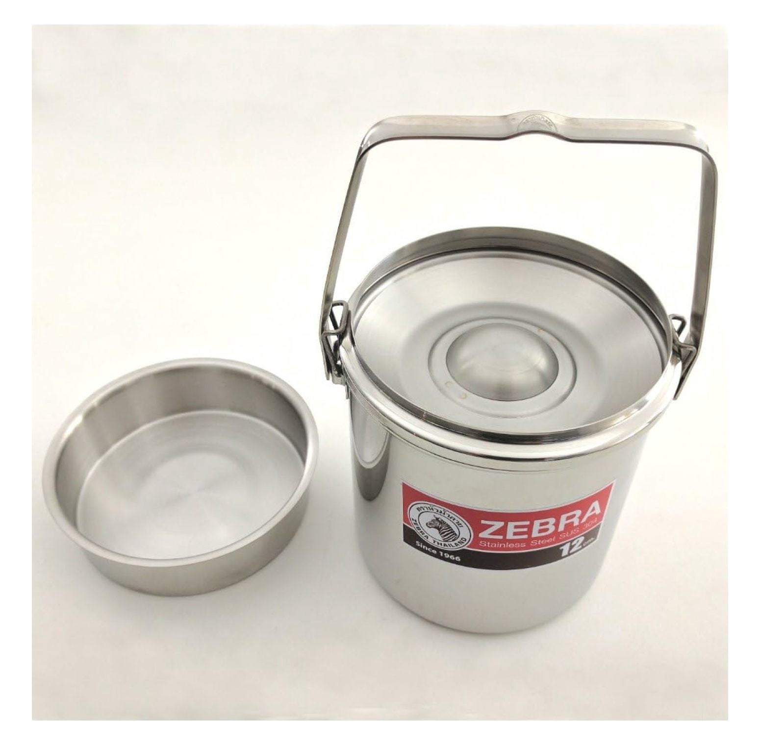 Locking Bail Handle Camping Pot, Billy Can Bushcraft Kit - Zebra Loop Handle Pot SS Handle Clips (Installed)