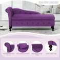 thumbnail image 4 of ACMEASE Upholstered Velvet Chaise Lounge with Left Armrest & Storage Space,Button Tufted Lounge Chair w/Lumbar Pillow,Modern Lounge Chair for Bedroom, Living Room and Office,Purple, 4 of 7