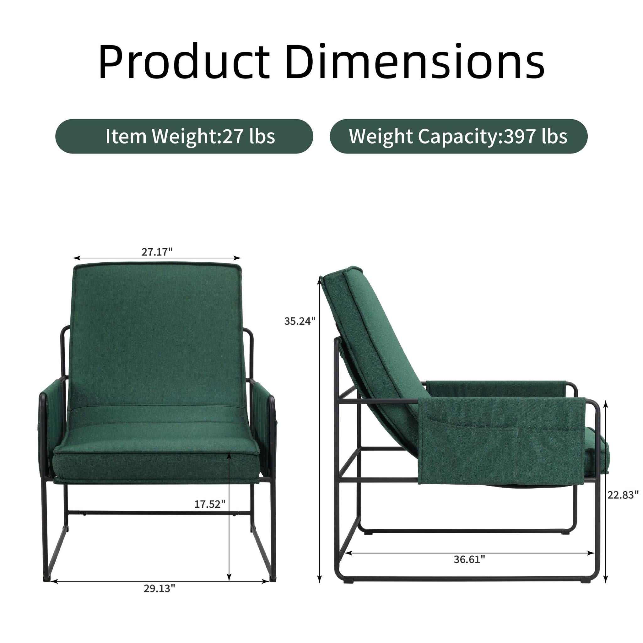 Howcool Sling Accent Chair, Comfy Vanity Chair with Removable Cushion and Storage Bag for Living Room, Bedroom, Office