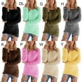thumbnail image 4 of Orchip Women's Fluffy Loose Fit Solid Long Sleeve Sweaters Casual Fuzzy Hoodies Warm Fleece Sweatshirt,#07, 4 of 5