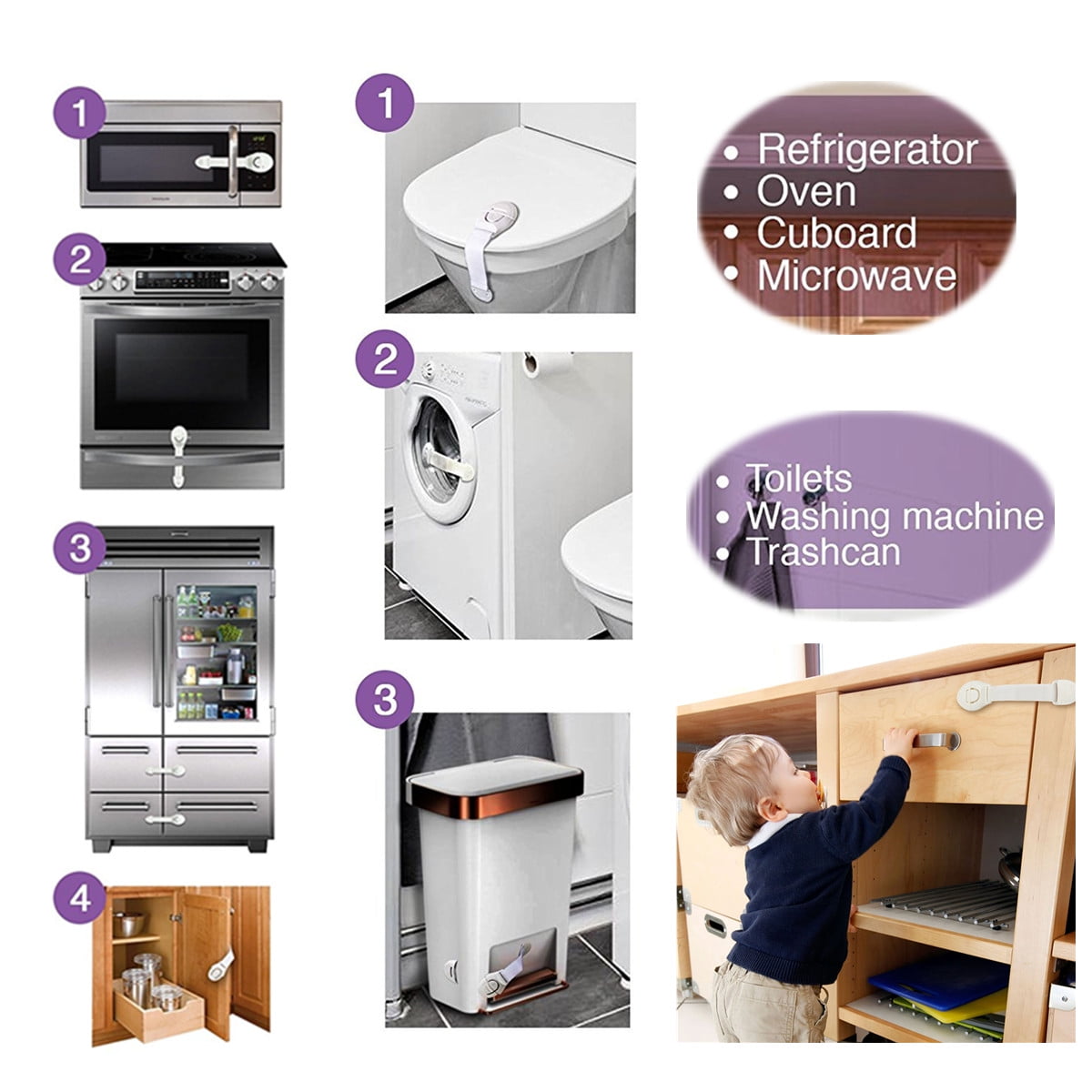 Baby Infant Child Kid Safety Cabinet Door Fridge Drawer Lock Cupboard Safe x10