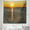 thumbnail image 1 of Bird Tapestry, Silhouettes of Canadian Geese Flying over a Lake at Sunrise Romantic Scenery, Fabric Wall Hanging Decor for Bedroom Living Room Dorm, 5 Sizes, Orange and Grey, by Ambesonne, 1 of 1
