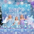 thumbnail image 2 of Frozen Birthday Party Decorations For Girls,Happy Birthday Backdrop,Banner,BlueBalloons,Table Cloth,Paper pom poms Party Supplies for Women, 2 of 7