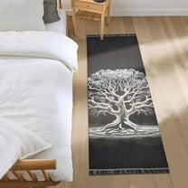 Big Tree in Black and White Bedroom Runner Rug 2'x 6' Non Slip Carpet Indoor Home Area Rug Living Room
