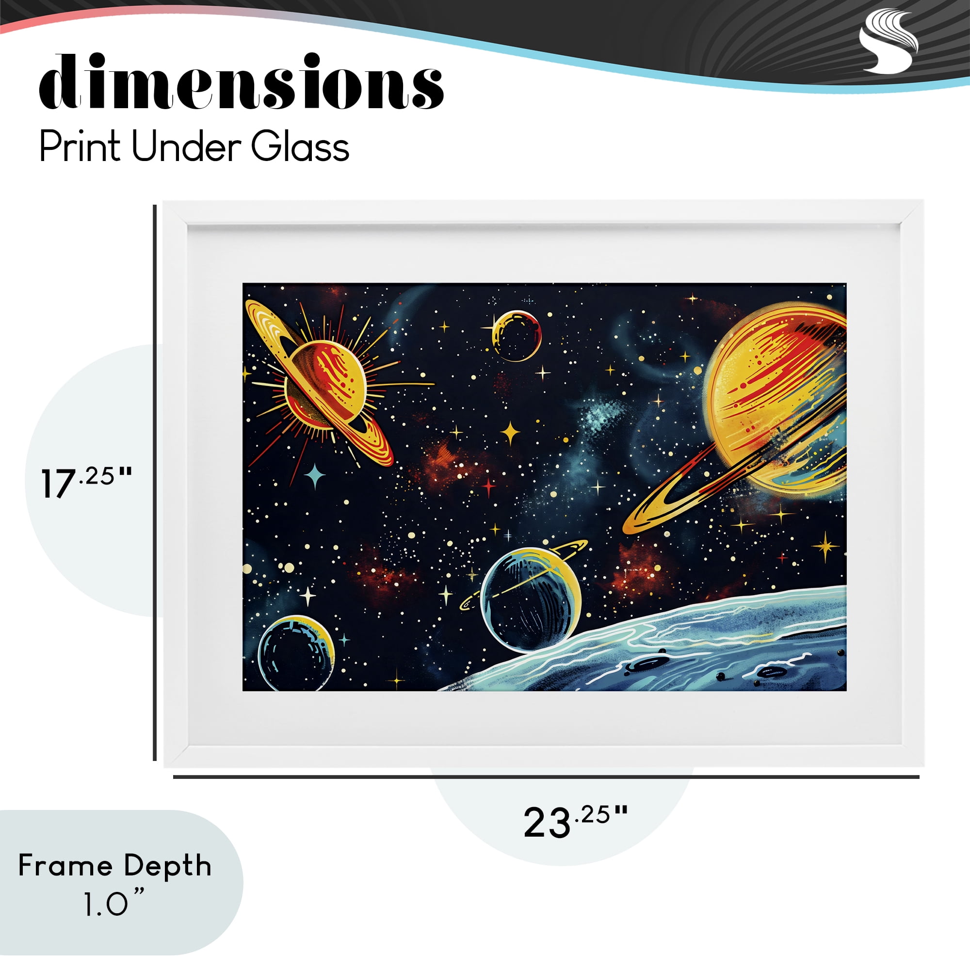 Stupell Industries Black Lit Galaxy Panorama White Framed Print Under Glass, design by Creative Studio