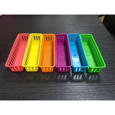 BERTDOMD Pencil Holder Tray Organization Basket Plastic Bin for Desk and Elementary Teacher Supplies for Classroom Decoration