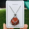 thumbnail image 5 of Fashion Natural Stone Card Necklaces for Women Men Retro Weaving Net Metal Adjustable Chain Choker Jewelry Birthday Gift, 5 of 7