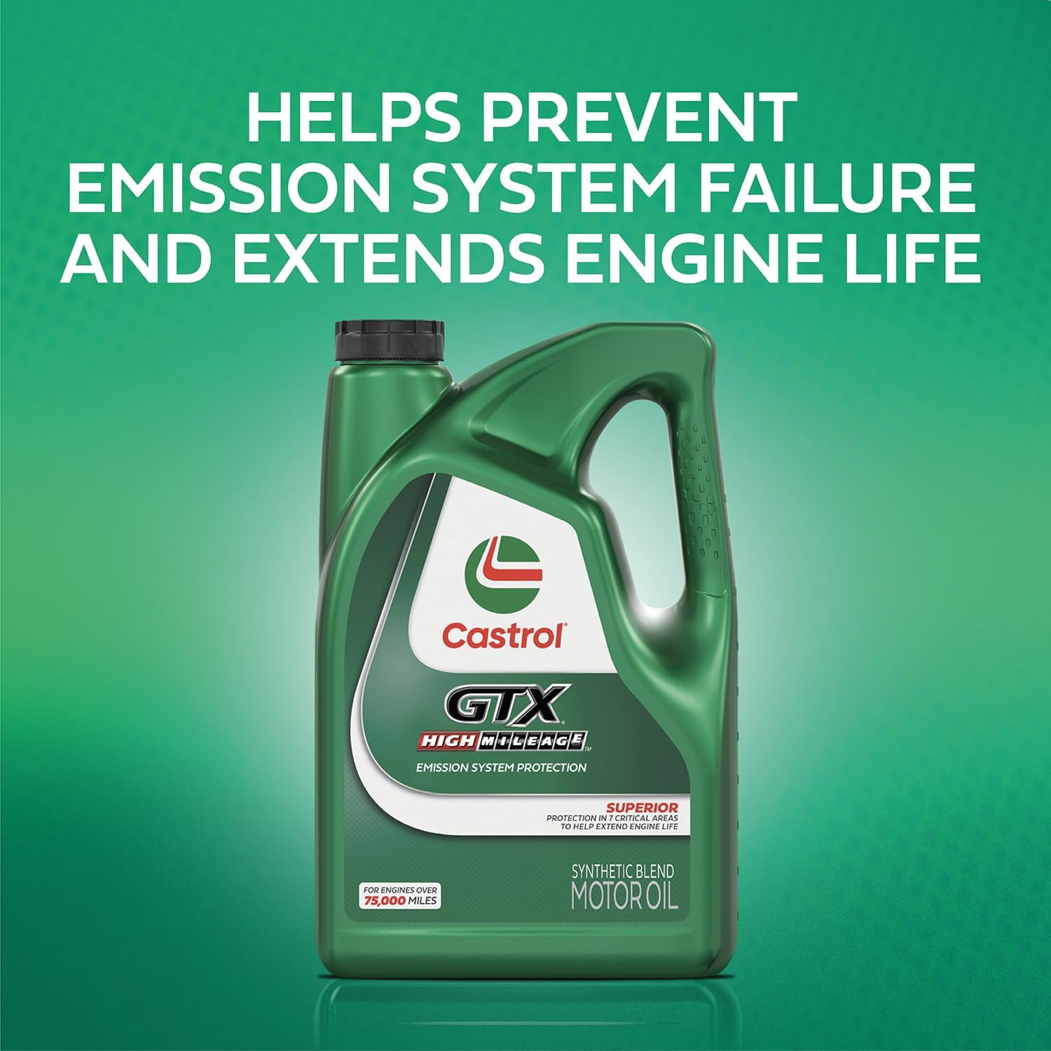 Castrol GTX High Mileage 10W-40 Synthetic Blend Motor Oil, 5 Quarts