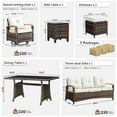 thumbnail image 3 of MEISSALIVVE 7 Pieces Patio Furniture Set with Dining Table, Outdoor Wicker Conversation Set with Wood Armrest Chairs, 2 Ottomans, Beige, 3 of 9