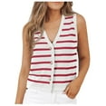 thumbnail image 2 of BYHONG Women's Striped Cropped Tank Top Dressy Sleeveless Button-Up Vest Womens Blouses Summer Cardigan Style Tops Pink L, 2 of 7
