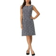 thumbnail image 2 of INSPIRE CHIC Women's Sleeveless Tweed Dress Boat Neck Work Office Sheath Dresses S Pink Black, 2 of 6