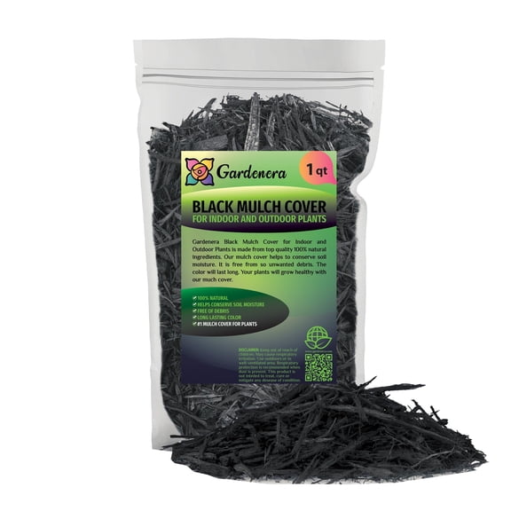 Gardenera Labs Premium Black Mulch Cover - Enhance Your Landscape with Vibrant Color and Nutrient-Rich Benefits - 1 Quart