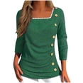 thumbnail image 1 of AherBiu Womens Blouses Long Sleeve Square Neck Loose Casual Tops Fall Button Ruched Comfy Tunics Shirts, 1 of 5