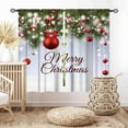 thumbnail image 2 of Christmas Curtains for Living Room, Xmas Merry Christmas Fir Twigs Ball New Year Winter Holiday Party Decor Window Drapery Treatments for Bedroom Kitchen Bathroom Nursery Home 2 Panels, 55x39 Inch, 2 of 5