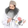 thumbnail image 5 of HPO Adult Men's Fake Halloween Beard, Gray & Black Color Hat and Beard Best for Halloween & Cosplay Party, 5 of 5