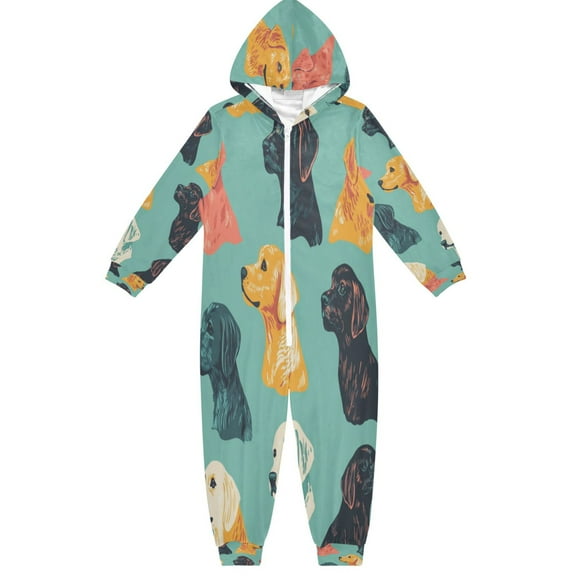 Soft Big Kids Onesie Pajamas Cozy Loose-Fit Jumpsuits for kids with Pockets for Christmas Lounge & Play Cute Dogs Pattern