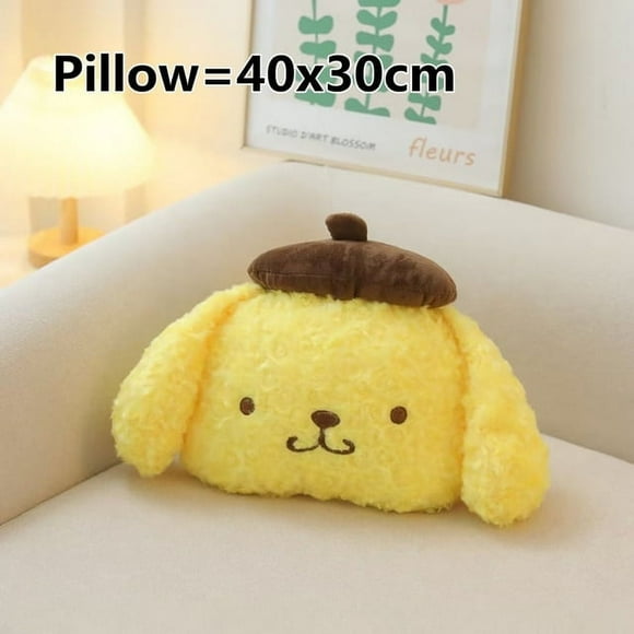 Cute Pom Pom Purin Plush Toy Lovely Stuffed Anime Back Cushion Throw Pillow Headrest Seat Belt Cover For Car Decoration