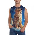thumbnail image 6 of Daiia Starry Sky Cloud Dog Printed Men's Tank Tops,Casual Soft Sleeveless Gym Muscle Shirts Bodybuilding Tee-XX-Large, 6 of 8