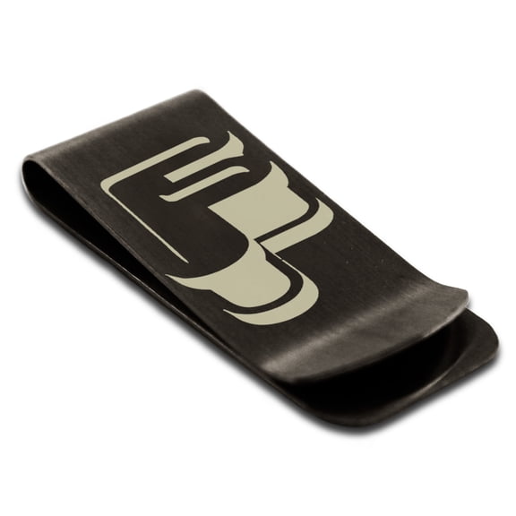 Stainless Steel Letter F Initial 3D Monogram Engraved Engraved Money Clip Credit Card Holder