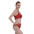 thumbnail image 4 of Daiia Red Glitter printed 2 piece Swimsuit Bikinis for Women High Waisted Racerback Bathing Suits Summer Tummy Control Scoop Neck Swimwear-Medium, 4 of 8