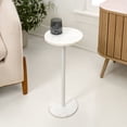 thumbnail image 5 of JONATHAN Y 10" x 22.25" White Marble and Iron Drink Table, Contemporary Minimalist Round Pedestal Accent Side Table MTB1110A, 5 of 8