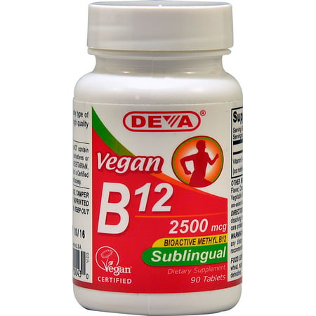 Deva Vegan Vitamins Sublingual B12 2500 mcg Tablets, 90