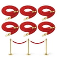 thumbnail image 1 of Unique Bargains 5 Feet Red Velvet Stanchion Rope Crowd Control Barrier Rope with Snap Hooks for Posts Stands, Golden 6 Pack, 1 of 6